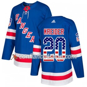Adidas Maillot de Hockey New York Rangers Chris Kreider 20 2017-2018 Bleu USA Flag Fashion Authentic - Homme